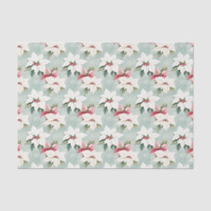 Elegant White Pink Christmas Poinsettias Seidenpapier
