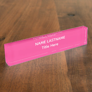 Elegant white & pink custom name Desk Nameplate Namensplakette