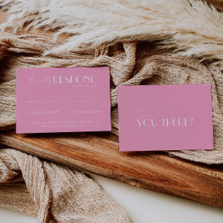 Elegant White Pink Minimalist Bright Wedding RSVP Karte