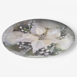 Elegant White Poinsettia Pappteller