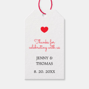 Elegant White Red Heart Wedding Vielen Dank Geschenkanhänger