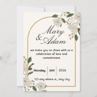 Elegant White Rose Arch Wedding Invitation