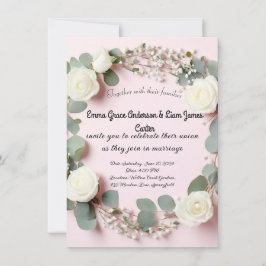 Elegant White Rose & Eukalyptus Wedding Einladung