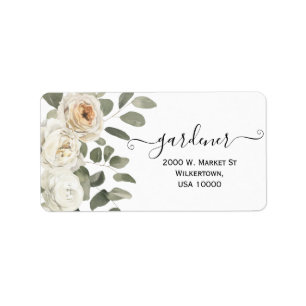 Elegant White Rose Floral Bouquet Adresse Adressaufkleber