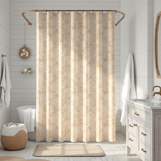 Elegant White Rose Floral Duschvorhang (Von Creator hochgeladen)