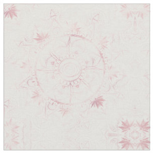 Elegant White Rose Gold Eye Sun Moon Mandala Stoff