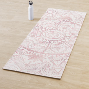 Elegant White Rose Gold Eye Sun Moon Mandala Yogamatte