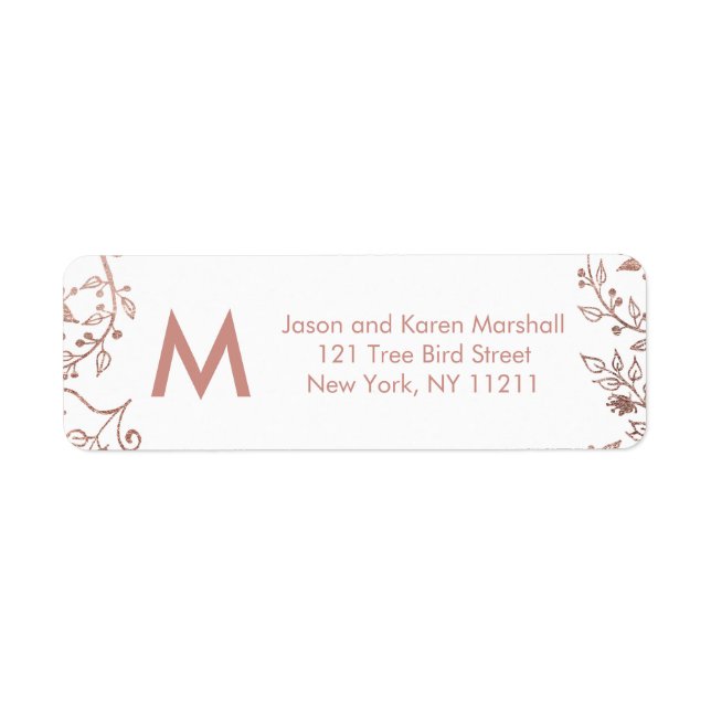 Elegant White Rose Gold Floral Address (Vorne)