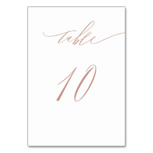 Elegant White Rose Gold Script 10 Wedding Tischnummer