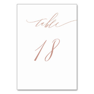 Elegant White Rose Gold Script No. 18 Wedding Tischnummer