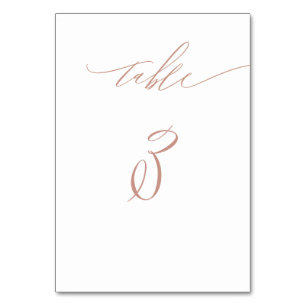Elegant White Rose Gold Script No. 3 Wedding Tischnummer