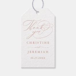 Elegant White Rose Gold Script Wedding Vielen Dank Geschenkanhänger