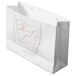Elegant White Rose Gold Script Wedding Vielen Dank Große Geschenktüte