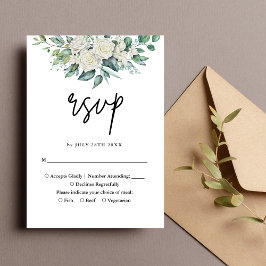 Elegant White Rose Grüne Blumenzwiebelblume RSVP Karte