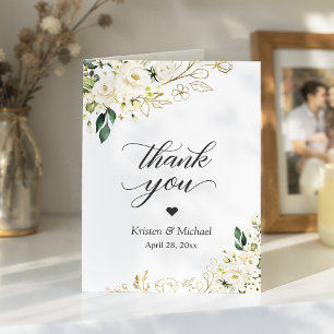 Elegant White Roses Blumenhochzeit Vielen Dank Dankeskarte