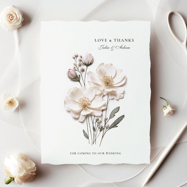 Elegant White Roses Chic Wedding Dankeschön Card Dankeskarte (Von Creator hochgeladen)