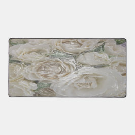 Elegant White Roses - Desk Mat