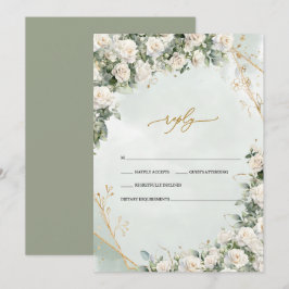 Elegant White Roses Frame Wedding Einladung