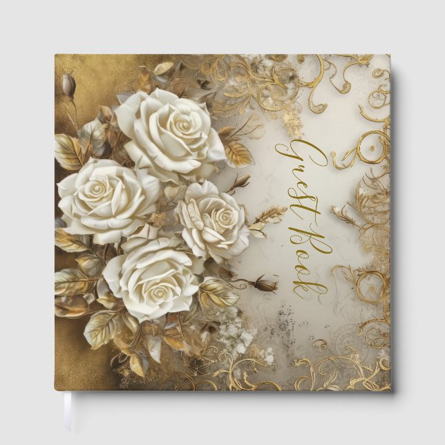 Elegant White Roses  Gästebuch (Vorderseite)