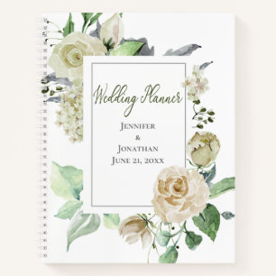 Elegant White Roses  mit Kostenvoranschlag   Hochz Notizbuch