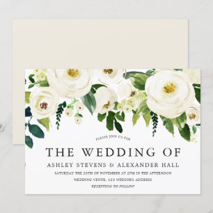Elegant White Roses Schöne Hochzeit Einladung