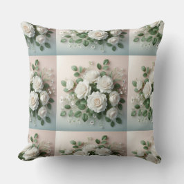 Elegant White Roses Wedding Throw Kissen