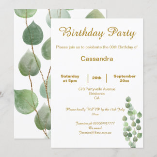 ELEGANT WHITE SAGE EUCALYPTUS CUSTOM EINLADUNG