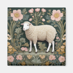 Elegant White Sheep William Morris Inspiriert Magnet