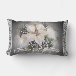 Elegant White & Silver Christmas Poinsettia Lendenkissen