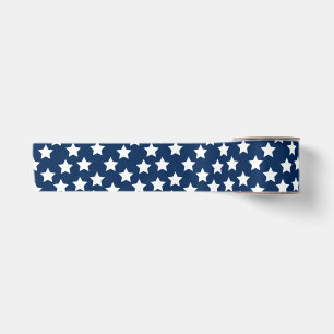 Elegant White Stars Blue Background Patriotic Satinband