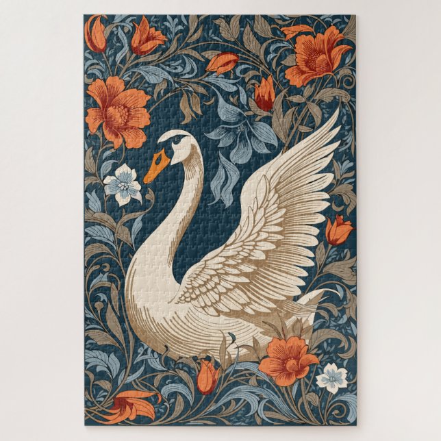 Elegant White Swan William Morris Inspirierte flor (Vertikal)