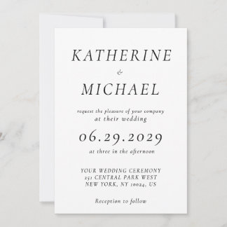 Elegant White Timeless Wedding Invitations