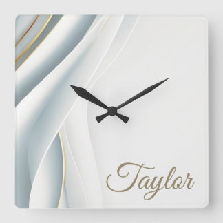 Elegant White Veil Personalized  Quadratische Wanduhr