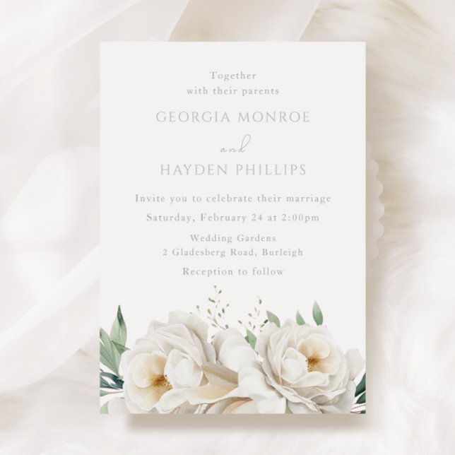 Elegant White Wedding Flowers Wedding Invitation Einladung (Von Creator hochgeladen)