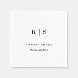 Elegant White Wedding Napkin mit Black Monogram Serviette