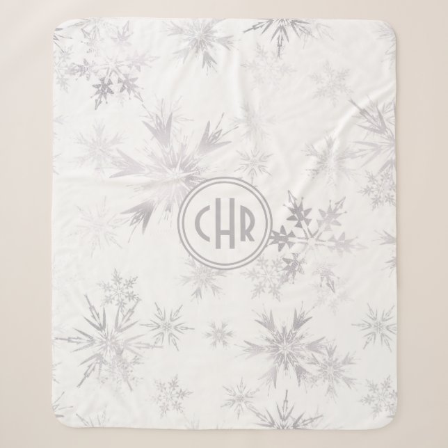 Elegant White Winter Snowflakes Sherpadecke (Vorderseite)