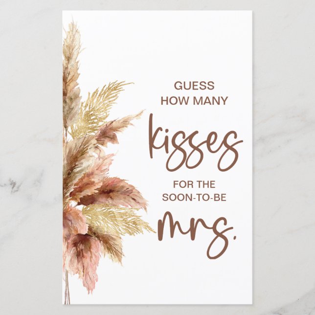 Elegant Wie viele Kisses Game Sign (Vorderseite)