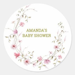 Elegant Wild Blume Babydusche Runder Aufkleber