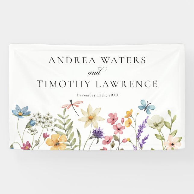 Elegant Wild Blume | Blumenhochzeit Banner (Horizontal)