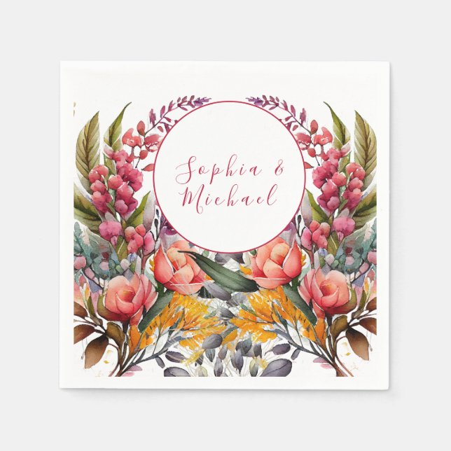 Elegant Wild Blume Wedding Serviette (Vorderseite)