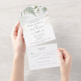 Elegant Wild Fern Greenerity Wedding All In One Einladung