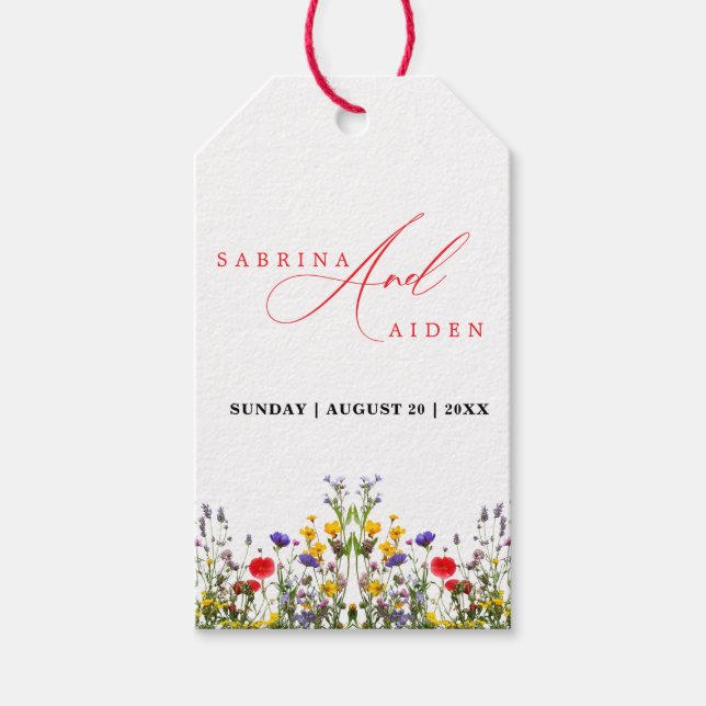 Elegant Wild Floral Blooming Garden Wedding Geschenkanhänger (Vorderseite)