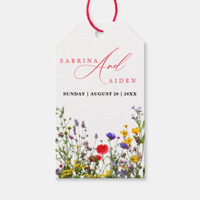 Elegant Wild Floral Blooming Garden Wedding Geschenkanhänger (Vorderseite)