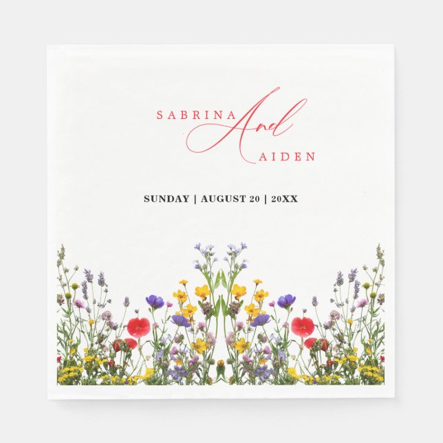Elegant Wild Floral Blooming Garden Wedding Serviette (Vorderseite)