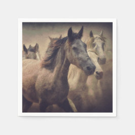Elegant Wild Horses Paper Napkin Serviette