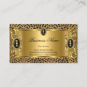 Elegant Wild Leopard Gold Black Jewel Visitenkarte