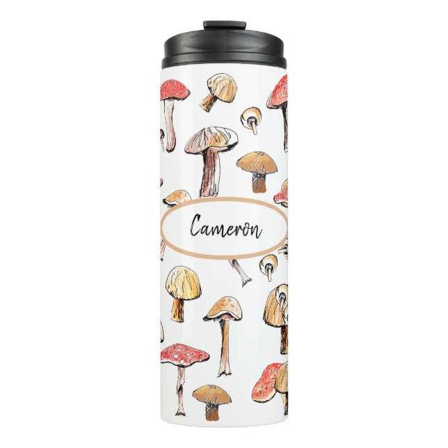 Elegant Wild Mushroom Personalisierte Natur Thermosbecher (Vorderseite)
