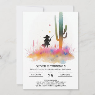 Elegant Wild West Cowboy Birthday Einladung