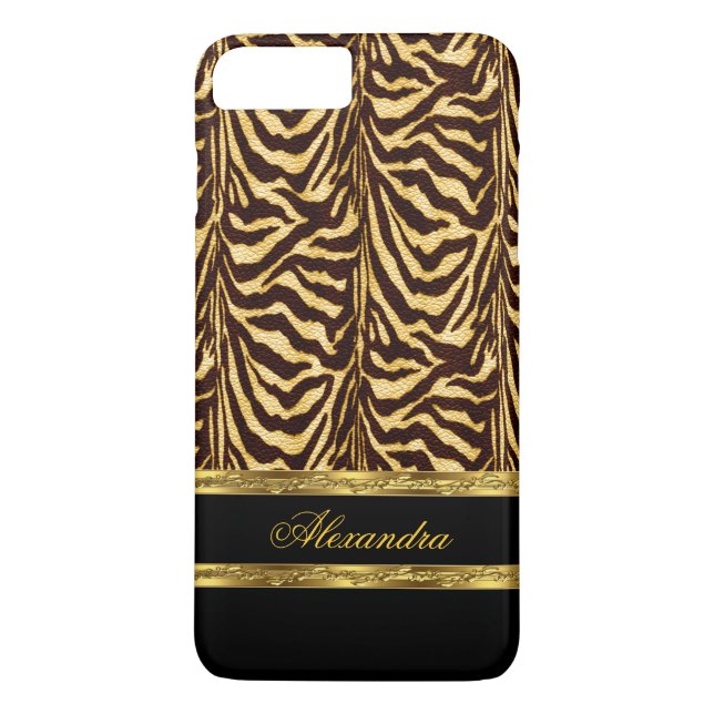 Elegant Wild Zebra Black and Gold Case-Mate iPhone Hülle (Rückseite)