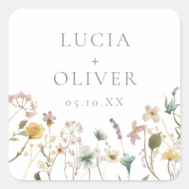 Elegant Wildflower Envelope Sticker (Devant)